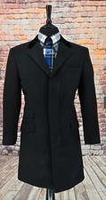 Mod Overcoat Black 3/4 Length Coat Ticket Pocket 1960's, Ska,Skinhead Slim Fit