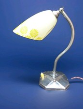 VINTAGE ART DECO DESK LAMP 1930/50s CHROME GLASS ADJUSTABLE TABLE LAMP SWAN NECK