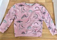M&S Girl's Pink Dinosaur Sweatshirt Top Age 6-7 Years