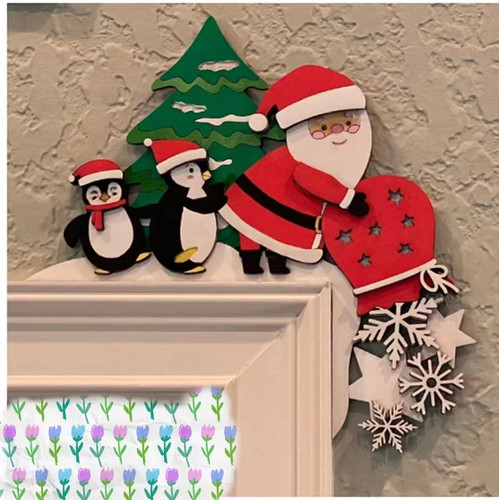 Wooden christmas door frame - wooden,