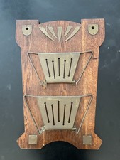 ANTIQUE/VINTAGE WALL MOUNTED MAGAZINE RACK/NEWSPAPER RACK, BRASS DETAIL