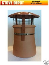 Chimney Pot Rain and Bird Cowl Multifuel Open Fire Woodburning Stove Terracotta