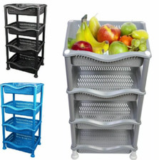 4 TIER VEGETABLE FRUIT STORAGE BASKET RACK KITCHEN UTILITY STACKING STACKABLE