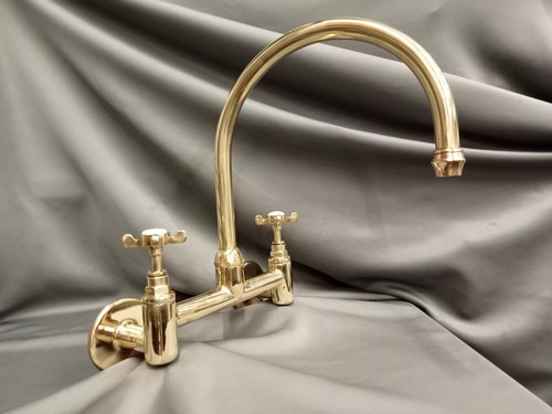 Bare brass kitchen mixer tap - brass,