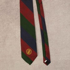 Vintage 1990s Virginia Polytechnic University Striped Silk Tie Blue Unbranded