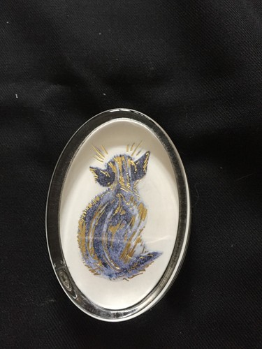 Glass cat picture - glass, oval
