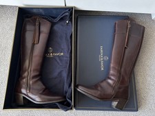 Fairfax & Favor Mahogany Leather Regina Boots Size 7 / 40 Regular Width RRP £445