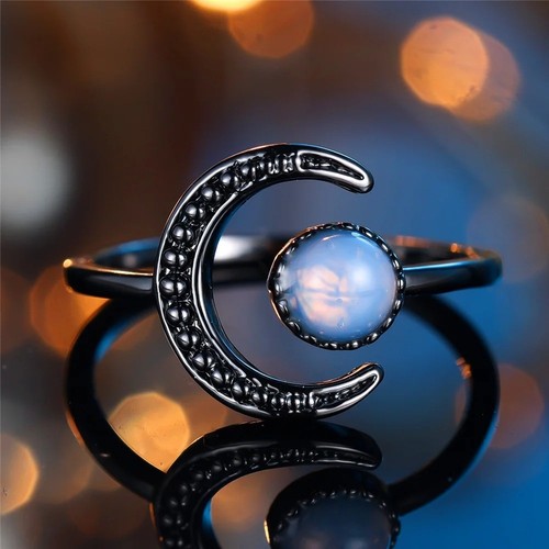 Crystal moon adjustable ring - adjustable,