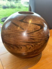 vintage mid century Large Hand Turner Wooden spherical object Ball Vase 9 1/2"