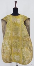  Antique French Brocade Church Priest Vestment Chasuble With Galloon Trim 108x68