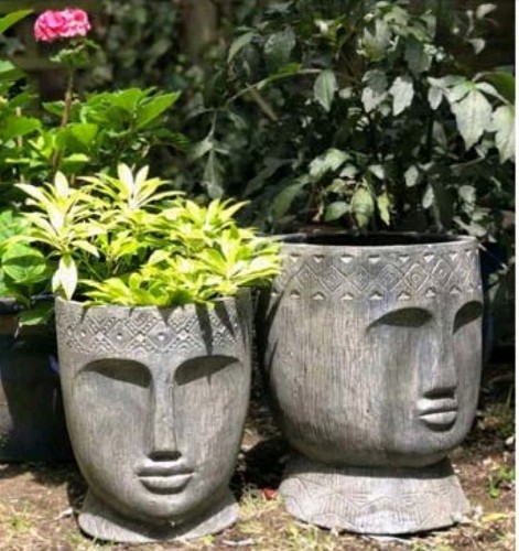 Garden plant pot cement head - garden,