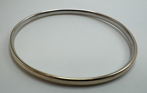 9ct gold plain solid bangle - 9ct,