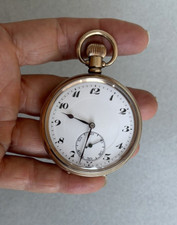 Vintage DENNISON OPEN FACED GOLD PLATED POCKET WATCH working gents mechanical