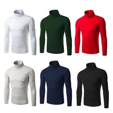 Mens High Neck Pullover Sweater Knitted Jumper Long Sleeve Slim Fit Shirts Top