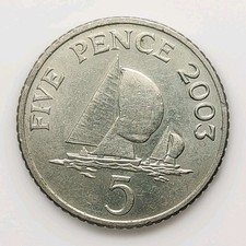 2003 Guernsey 5 Pence Coin - British Island Collectible - UK Decimal Coin Z1723