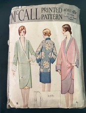 Very rare 1920’s Vintage McCall 4981 Sewing Pattern wrap dress coat 36-38” bust