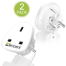 2X LENCENT UK to EU Euro Europe Plug Adapter European Travel Adapter Type E/F