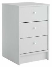 Malibu 3 Drawer Bedside Table - White | Nightstand Storage for Bedroom