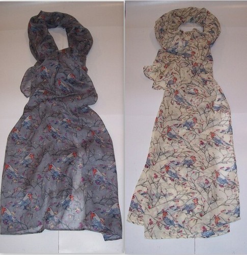 Robin and twig design - twig, scarf