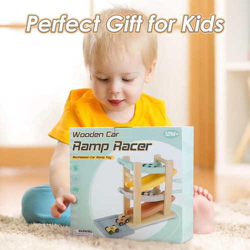 Wooden car ramp toy - wooden, 1-2