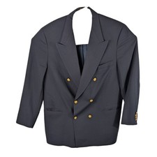 Brooks Brothers Navy Blue Double Breasted Blazer Gold Buttons 46 LG Brooksease