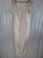 Vintage CUPID 1990s Ivory Column Rosette Wedding Dress / Gown - 14 - Vintage Con