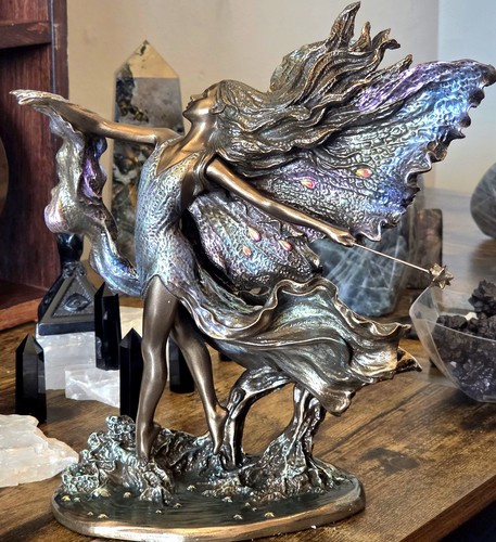 Bronze fairy figurine statue - fairy,