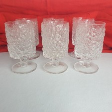 6 Vintage Whitefriars Glacier Wine Glasses 4" Goblets Geoffrey Baxter