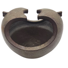 Vtg Japanese Shigaraki Ikebana Vase Modern Sculptural Brown Studio Pottery 8”