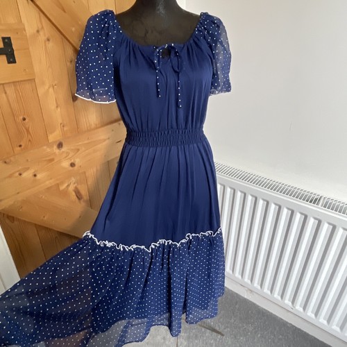 Vintage blue white polka - blue,