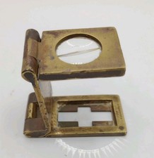 Antique Nesbitt Manchester Brass Folding Thread Counter Magnifying Glass Loupe 