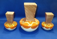 3x Vintage MYOTT Art Deco graduated Tapered Square Neck Posy Vases 8987