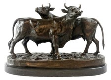 HOT CAST BRONZE COW & BULL