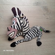 Madagadcar Marty The Zebra Lying Plush Beanie Soft Toy Dreamworks 2004 Vintage
