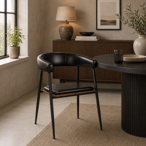 Black leather seat base - seat,