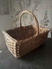 Vintage large rectangular woven wicker Willow shopping cookery log basket