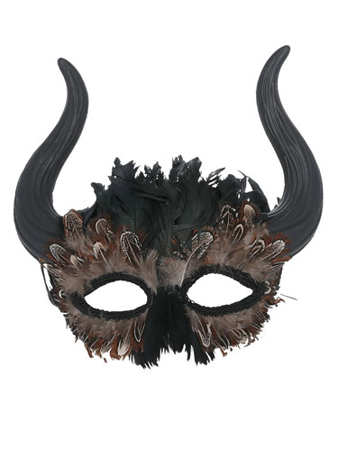 Feathered venetian horned mask - venetian,