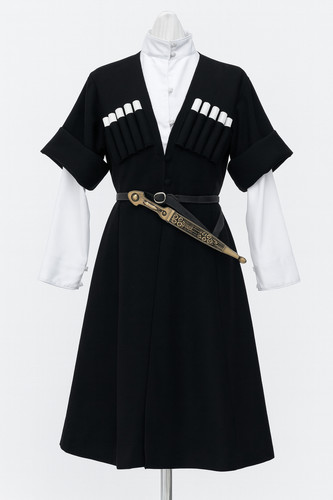 Black wool national costume - black,