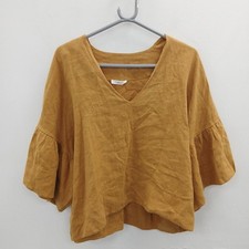 Beaumont Organic Linen Top Size M UK 12 14 Mustard Orange Yellow RMF30-RP