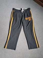 Superdry Men's Grey Tracksuit Bottoms Size Large Inside Leg Altered To 28"