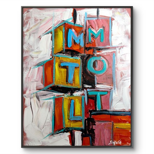Motel sign original painting - motel,