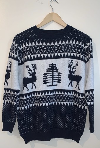 Dark navy white reindeer - navy/white,