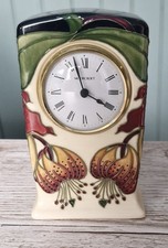 Moorcroft Anna Lily Pattern Clock In Working Order, Design By Nicola Slaney 2012