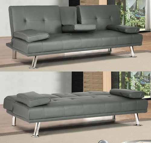 Sofa bed faux - leather, with