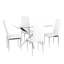 Dining Table and Chairs 4/6 Set Pu Leather Seat Dining Kitchen Room Furniture