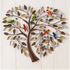 60X53cm XL Handcrafted Metal Heart-Shaped Tree Bird of Life Metal Wall Art Decor