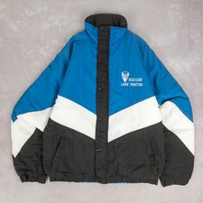 Vintage 80s Lake Fenton Soccer Padded Track Jacket M Made in USA Men's Blue 