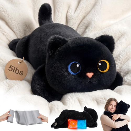 Weighted teddy black cat - weighted,