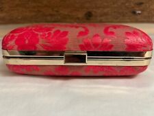 Kurt Geiger cherry red floral devore covered firm box clutch party occasion bag