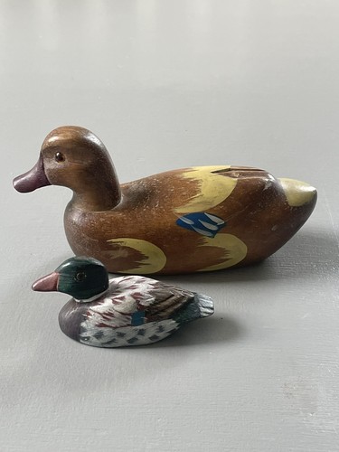 Hand painted wooden mallard - hand,
